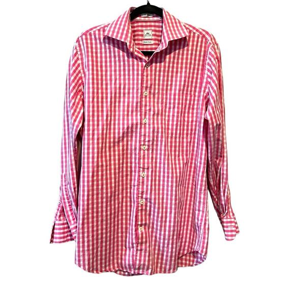 PETER MILLAR Seaside Men's Ocean Gingham Sport Shirt size M - Picture 1 of 8